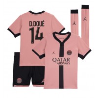 Camiseta Paris Saint-Germain Desire Doue #14 Tercera Equipación para niños 2024-25 manga corta (+ pantalones cortos)